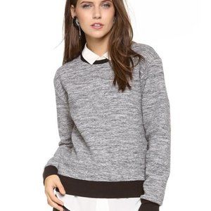 REBECCA TAYLOR Melange Knit Grey Black Sweatshirt XS